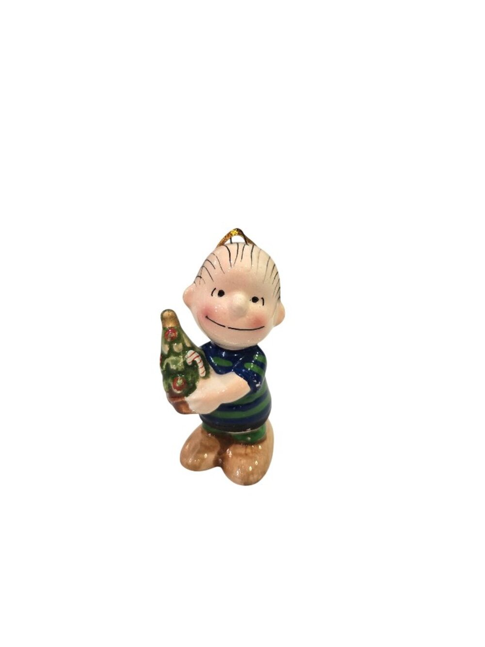 Vintage Peanuts Linus Ceramic Christmas Tree Holiday Ornament Japan